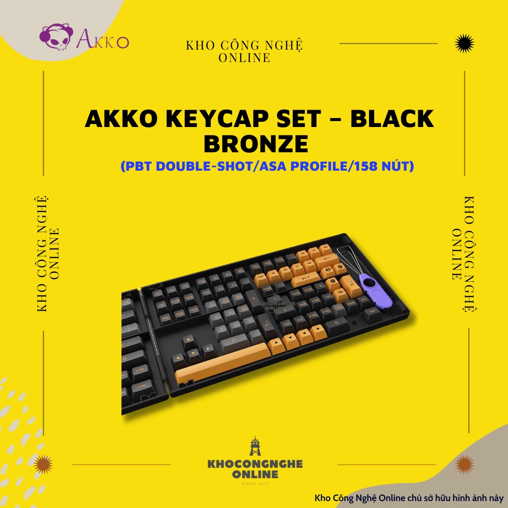 AKKO Keycap set – Black Bronze (PBT Double-Shot/ASA profile/158 nút)