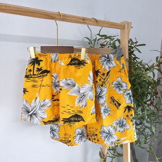 Quần đùi sơ mi hoa quả họa tiết đi biển gia đình đồ bơi du lịch