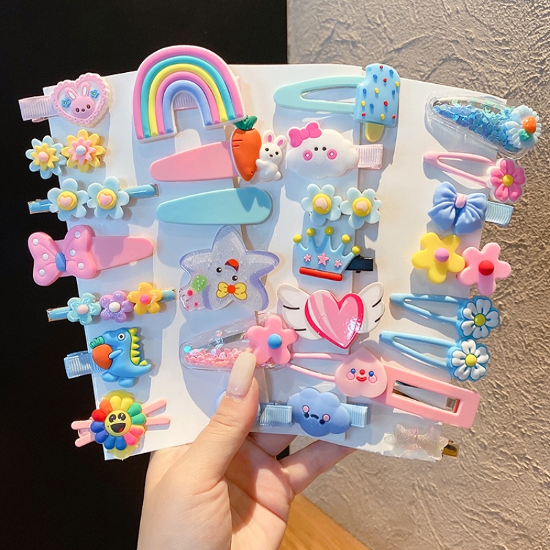 Set 14 kẹp tóc màu sắc kẹo ngọt ngào phong cách Hàn Quốc cho bé