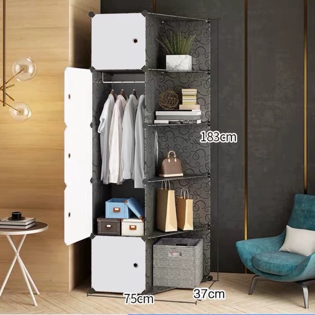 Tủ nhựa ghép 5 ô kèm 5 góc sâu 47cm. Tặng 1 treo và 1 móc sườn tủ siêu HOT.