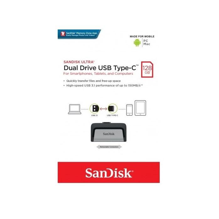 USB OTG Sandisk Ultra Dual Type-C 3.1 128GB 150MB/s (Bạc)