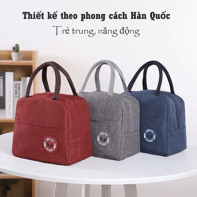 Hộp Đựng CơmTúi Đựng Cơm Giữ Nhiệt Lunch Bag 2 Lớp Có Khoá Kéo Và Quai Xách