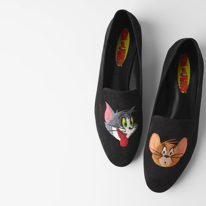 Zara Giày Lười In Hình Tom Và Jerry Ngộ Nghĩnh Đáng Yêu