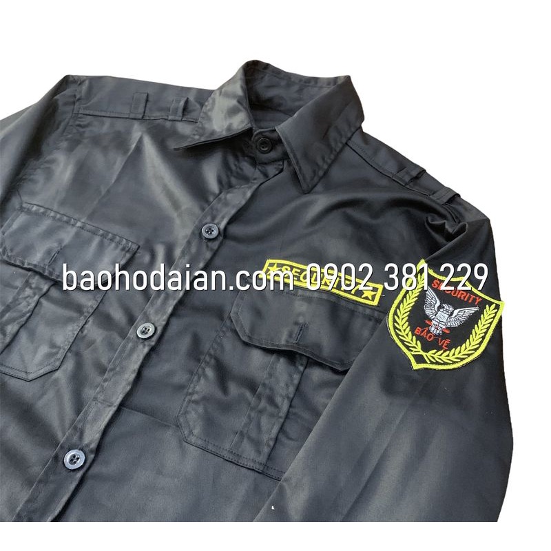 Áo bảo vệ, vệ sĩ màu đen tay dài kèm logo tay ngực