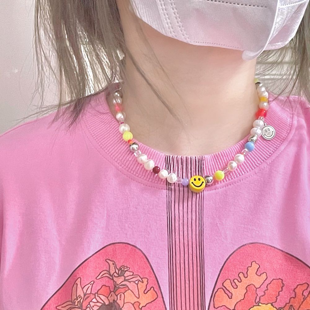 Set 100 Mặt Vòng cổ 7mm Hình Oval Bằng Acrylic Nhiều Màu Sắc Dễ Thương