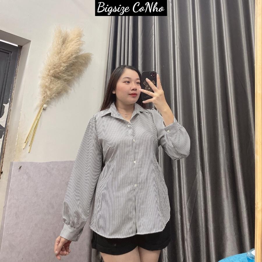 Áo sơ mi tay dài bigsize nữ kiểu khoét lưng kẻ sọc xinh SM4