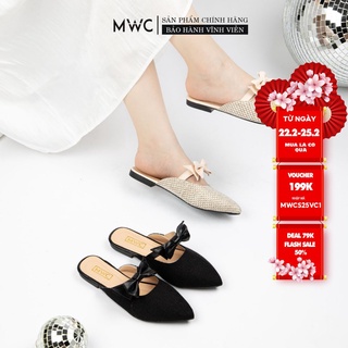 Dép Sục Nữ MWC Mũi Nhọn Đính Nơ Nữ Tính NUDE- 3416