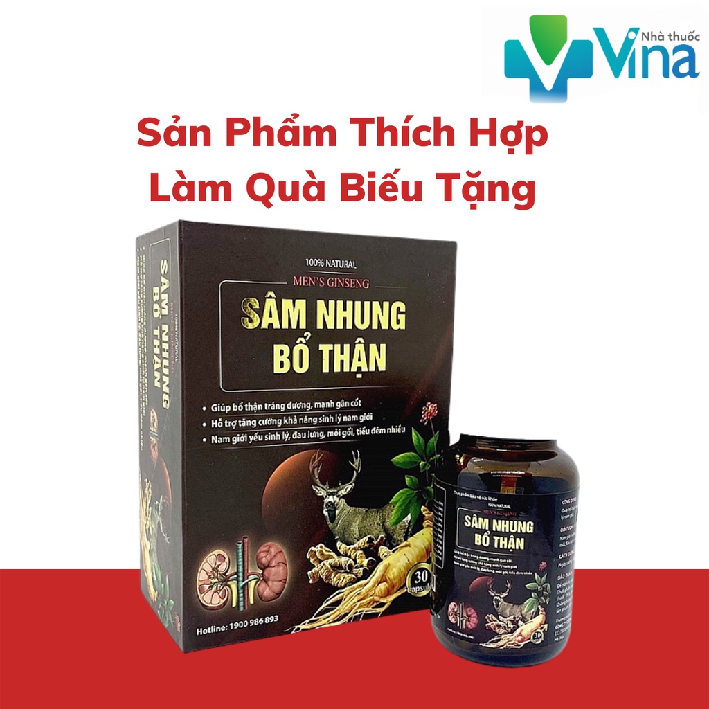 Viên uống Tăng Cường Sinh Lý Nam, Sâm Nhung Bổ Thận giảm đau lưng, mỏi gối, tiểu đêm nhiều - Hộp 30 viên