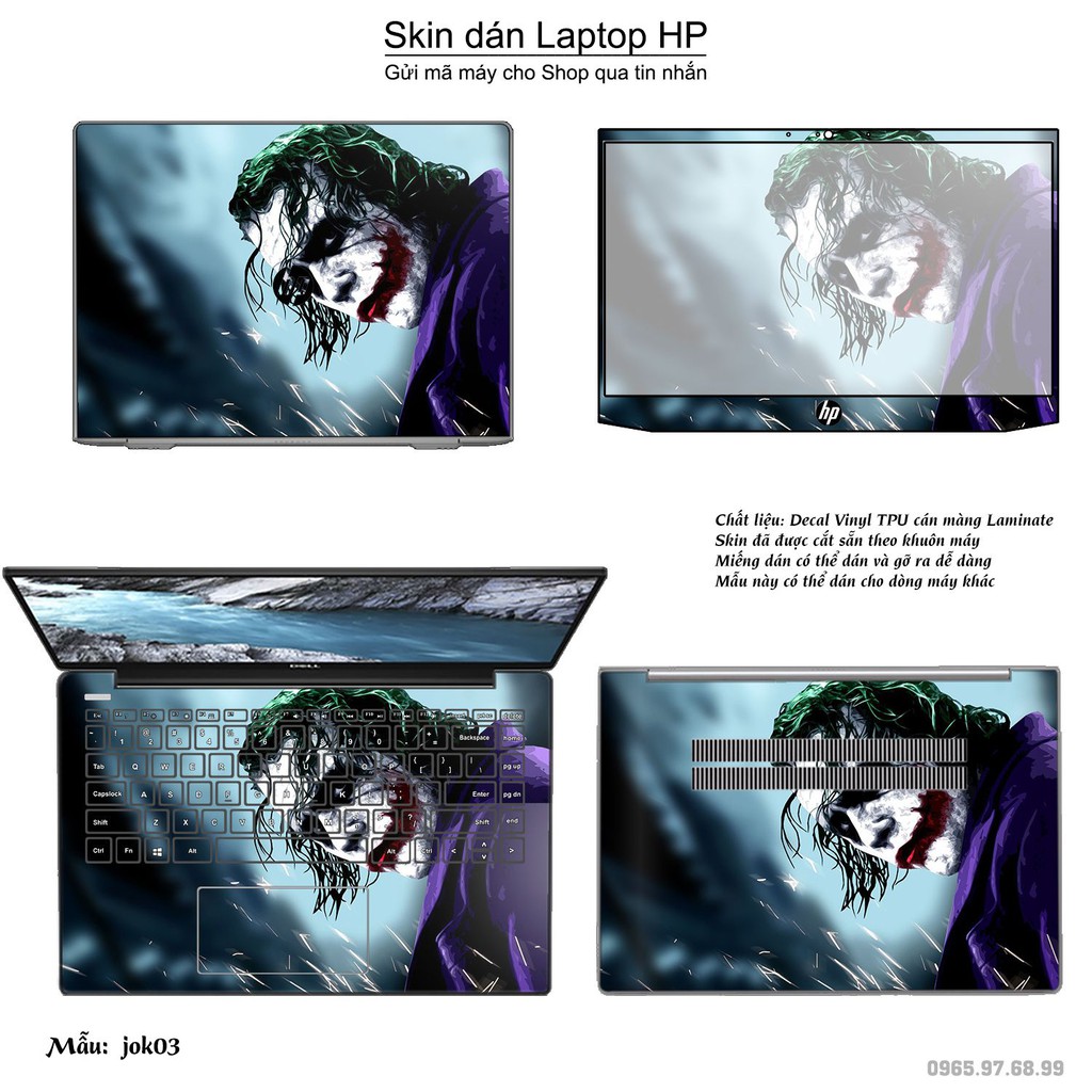 Skin dán Laptop HP in hình Joker (inbox mã máy cho Shop)