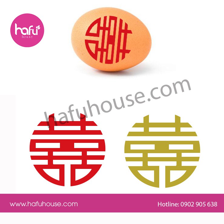 DECAL 35 CHỮ HỶ VÀNG ĐỎ DÁN TRÁI CÂY MÂM QUẢ ĐÁM CƯỚI M5 HAFU HOUSE