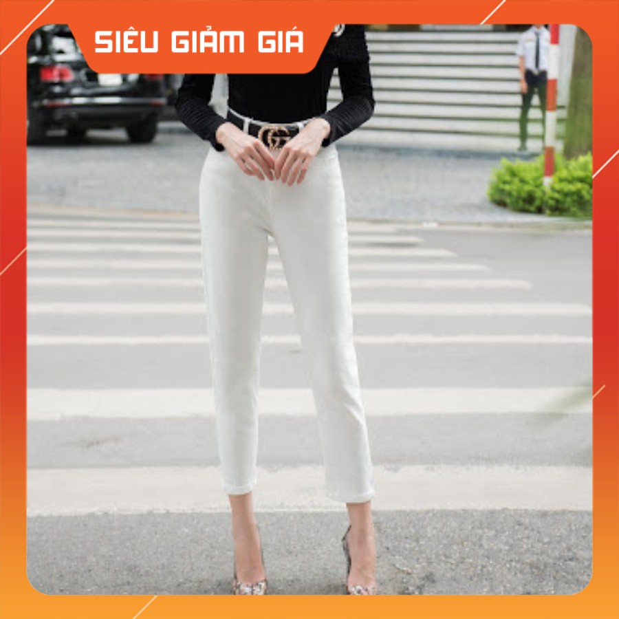 Jean baggy nữ cao cấp H&H Lurury - Quần jean trắng baggy công sở cạp vừa trẻ trung | BigBuy360 - bigbuy360.vn