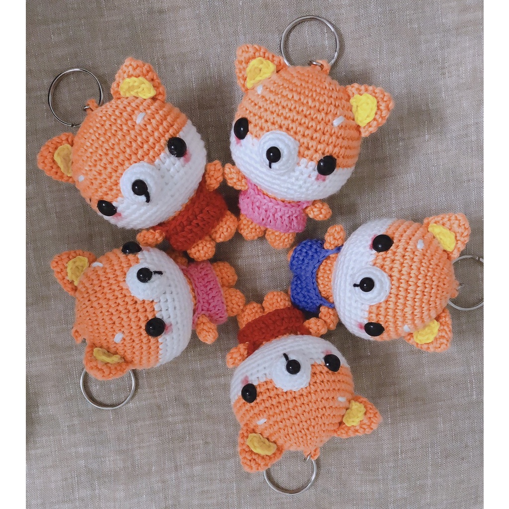 Móc khoá đầu các thú đáng yêu làm bằng len,móc len thú chibi nhồi bông đáng yêu gấu thỏ mèo quà tặng handmade tự làm