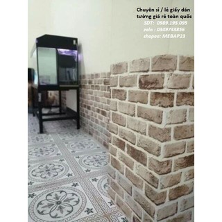 1m giấy dán tường gạch nâu 3d có keo sẵn