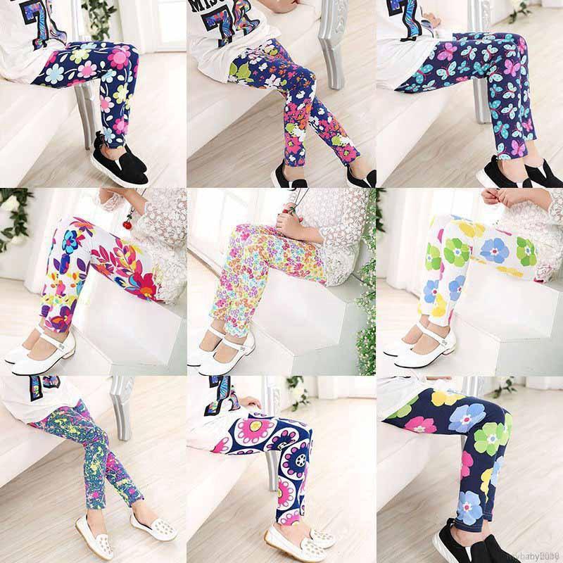 Quần Legging ôm chân thoải mái họa tiết hoa xinh xắn cho bé gái