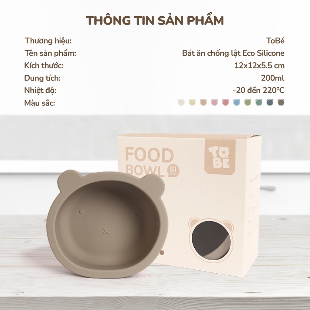 Bát ăn dặm Silicone hình gấu Tobé cao cấp cho bé