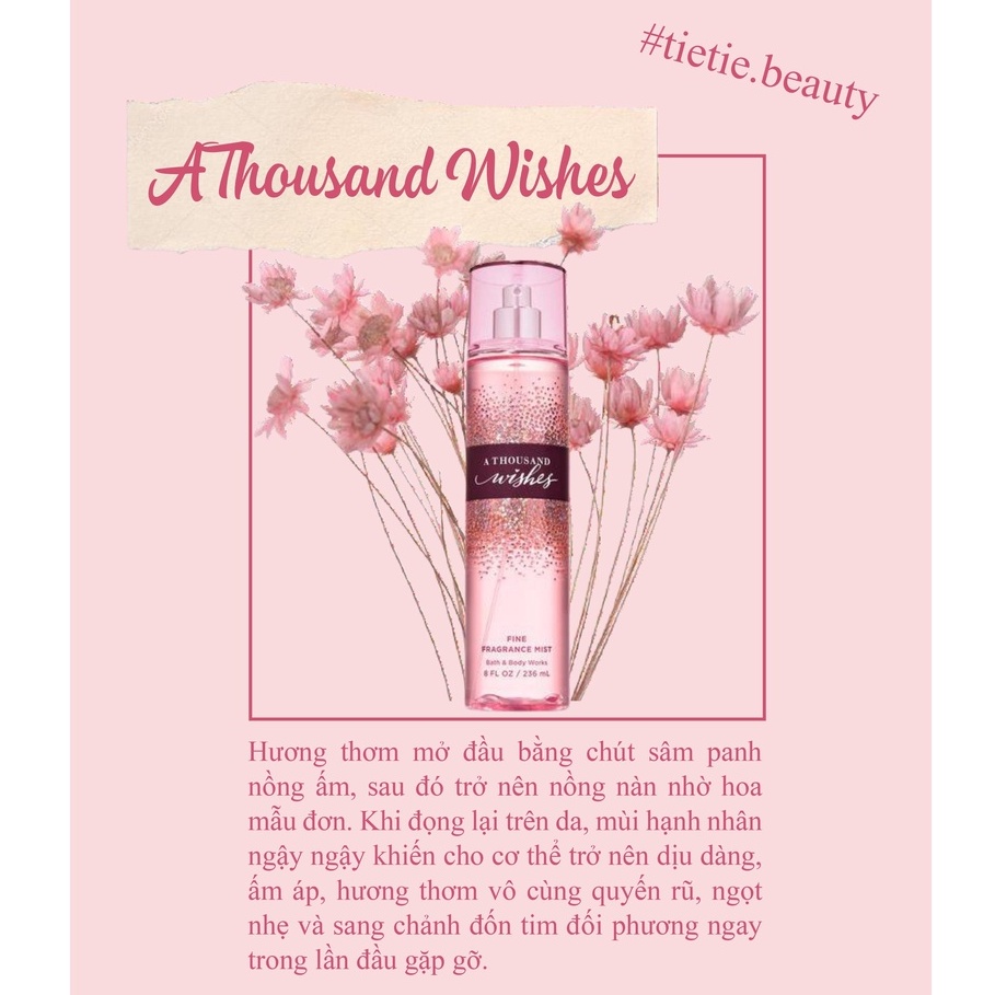 [Auth] A Thousand Wishes - Dòng sản phẩm Sữa Tắm, Lotion, Xịt Thơm toàn thân Bath &amp; Body Works