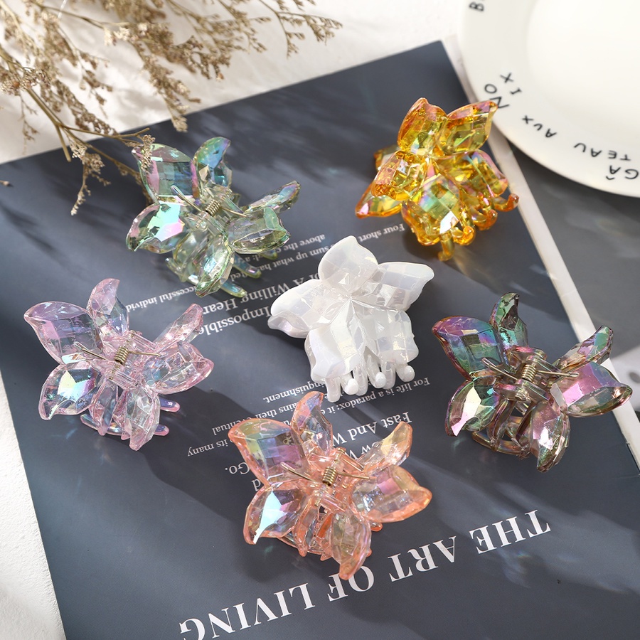 Kẹp Tóc Càng Cua Trong Suốt Bằng Nhựa Acrylic Hình Hoa Dễ Thương Phong Cách Hàn Quốc Cho Nữ