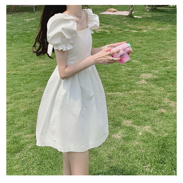 Đầm trắng Tay Phồng Cổ Vuông Xinh Xắn Kiểu Pháp Dành Cho Nữ | BigBuy360 - bigbuy360.vn