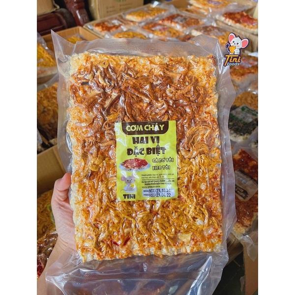 CƠM CHÁY MIX 2 VỊ ĐẶC BIỆT KHÔ HEO TỎI, KHÔ GÀ TỎI THƯỢNG HẠNG LÀ MÊ GÓI HÚT CHÂN KHÔNG - SIÊU RẺ