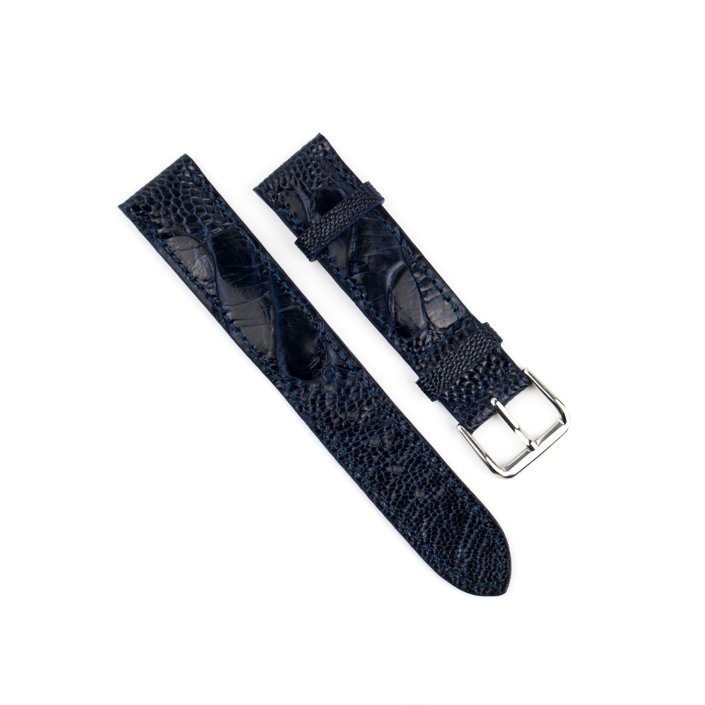 Dây Đồng Hồ Da Đà Điểu Màu Xanh Navy MrFour + Tặng Khóa + Bộ Tháo lắp