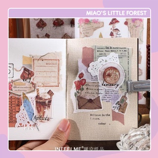 Sticker MIAO'S LITTLE FOREST hình dán hoa lá bướm chủ đề vintage trang trí sổ tay bullet journal MST341