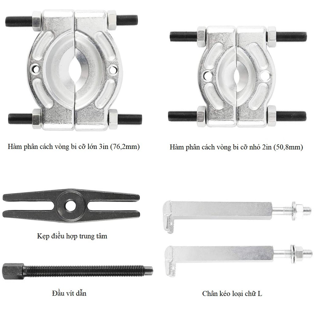 Bộ Vam đĩa, Cảo mặt trăng 14 chi tiết PapaTool - Bộ vam đĩa chặn, tháo vòng bi, bạc đạn.