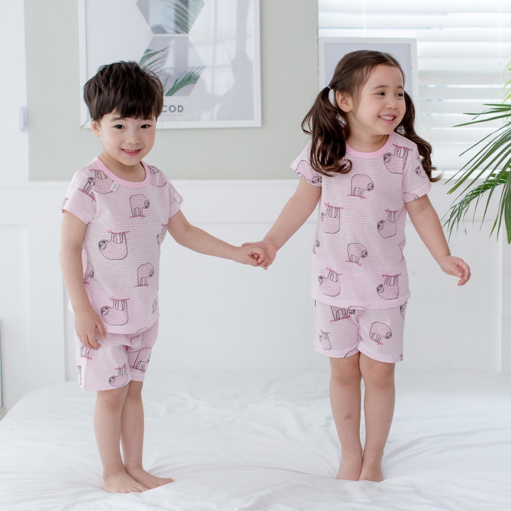 Set Quần Áo Mặc Nhà Họa Tiết Sloth, Vải Thoáng Khi Cho Bé Prancling Từ 17-20kg - K2V Shop