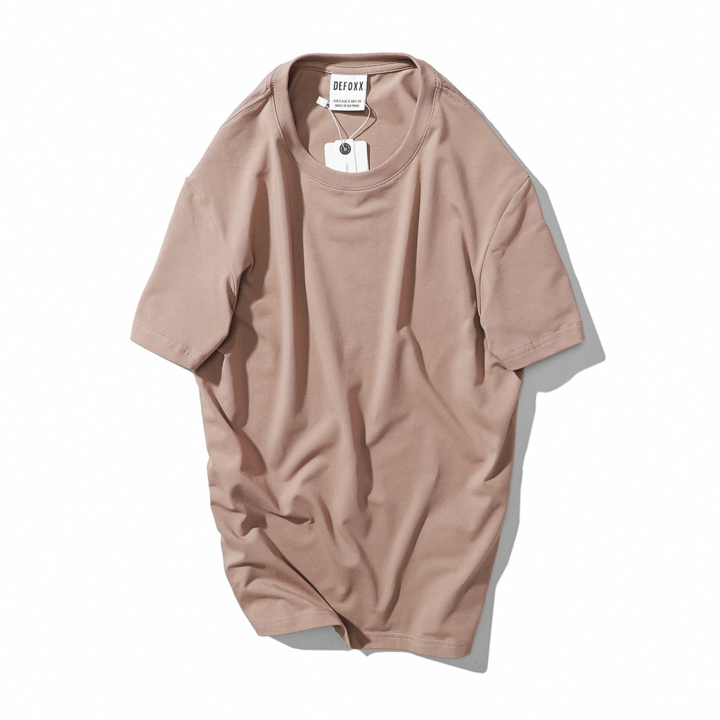 Áo phông nam, áo thun nam cổ tròn trơn DEFOXX vải cotton 4 chiều màu cacao 20904 foxxmen