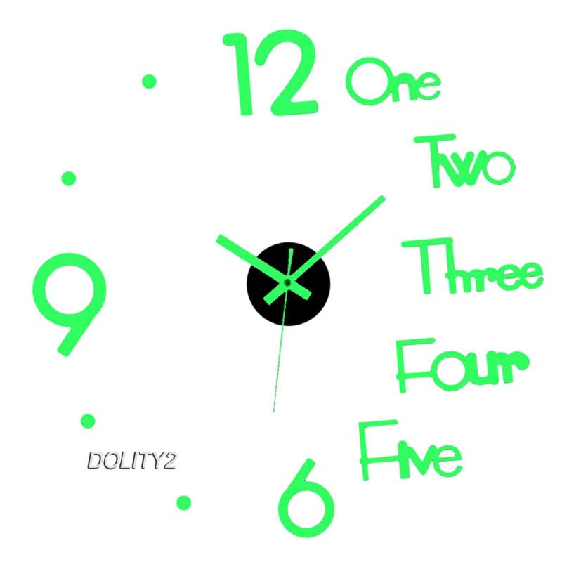 Bộ 2 Đồng Hồ Dán Tường 3D DIY Phát Quang Không Khung Thiết Kế Đơn Giản