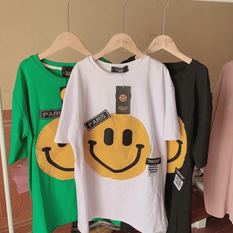 Áo Phông Quảng Châu hình mặt cười thêu siêu hot Hàng L1 chất cotton lạnh