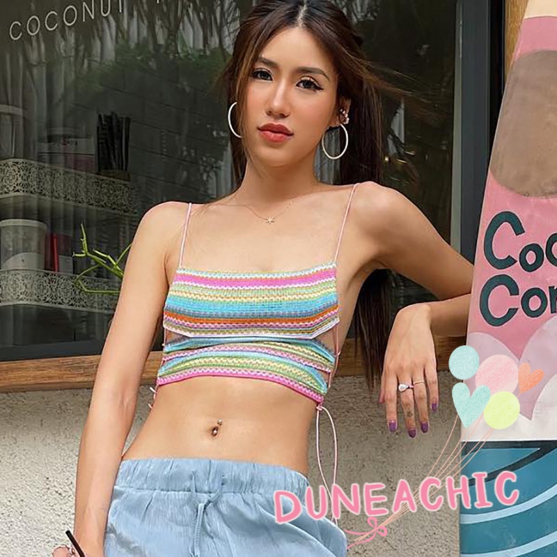 DUNEA Áo Hai Dây Màu Sắc Thời Trang Cho Nữ