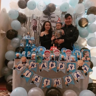 Combo Set trang trí nhóc trùm đầy đủ treo tường và bàn tiệc  và 6 chibi