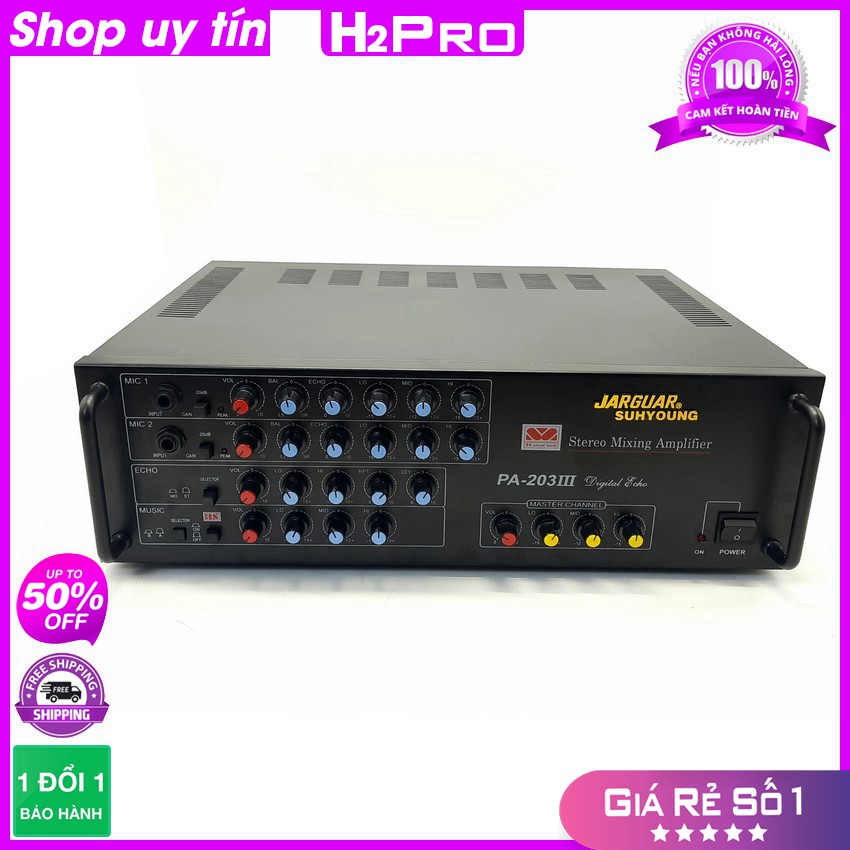 [RẺ VÔ ĐỊCH] Amply Karaoke Jarguar PA-203III 8 sò 480W công suất lớn, amply jarguar liên doanh, bh 12 tháng (tặng 10m dâ