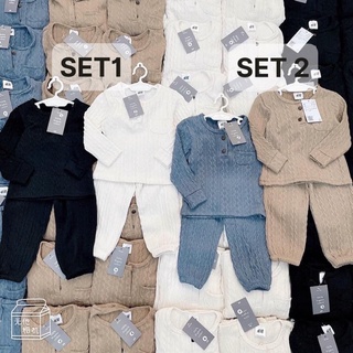 (7-17kg) Set 2 bộ cotton len trẻ em vặn thừng