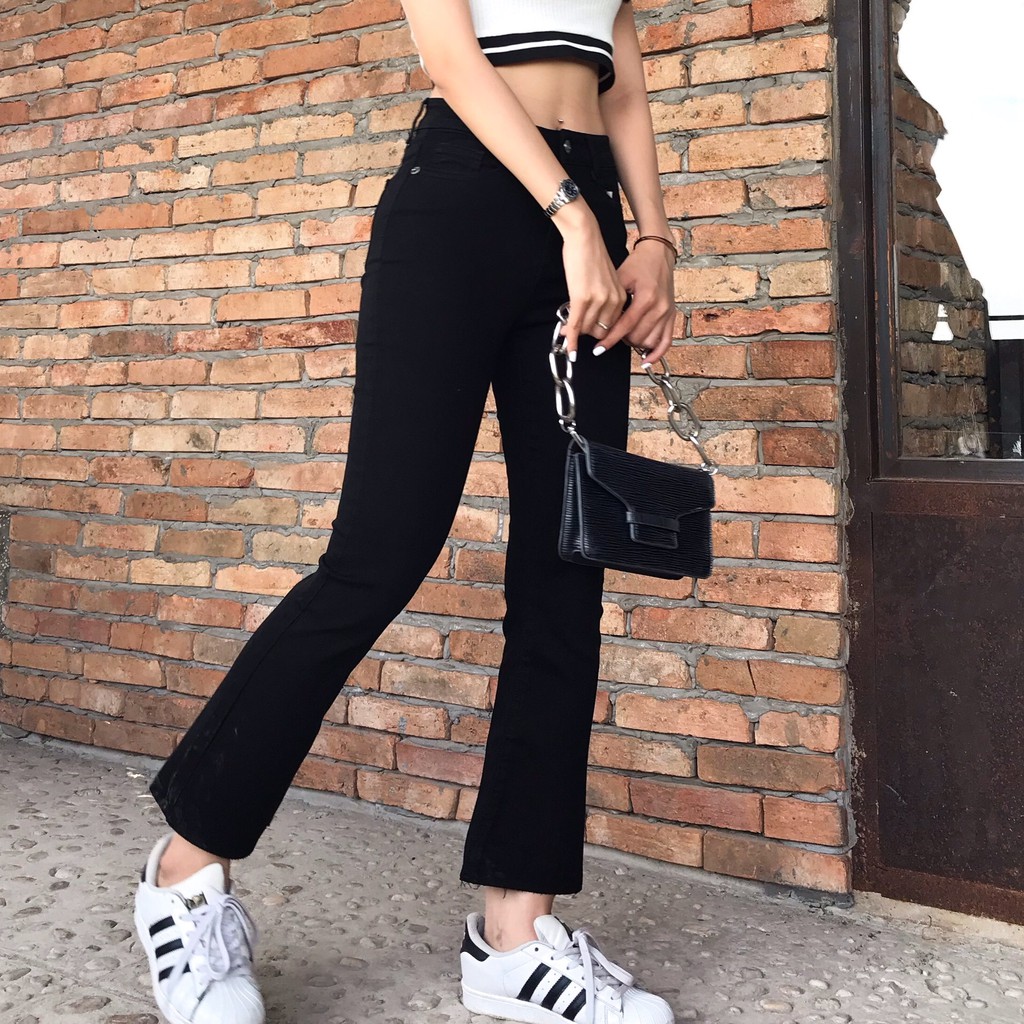 Quần Loe đen cắt lai nữ 20decemnerjeans (dài 88-96cm) mã 1073 | BigBuy360 - bigbuy360.vn