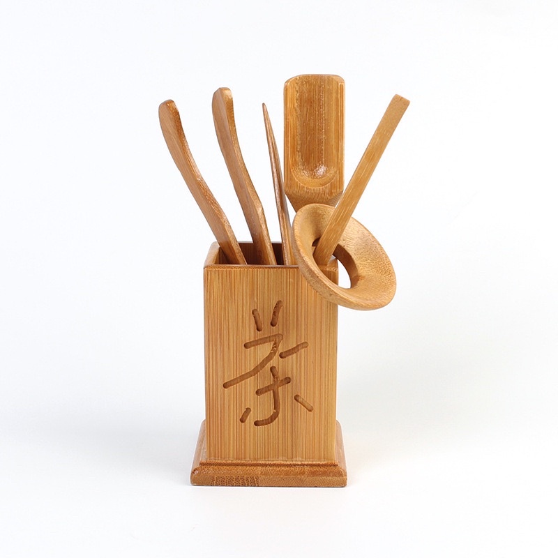 Dụng cụ pha trà , phụ kiện trà tre 6 món ống vuông