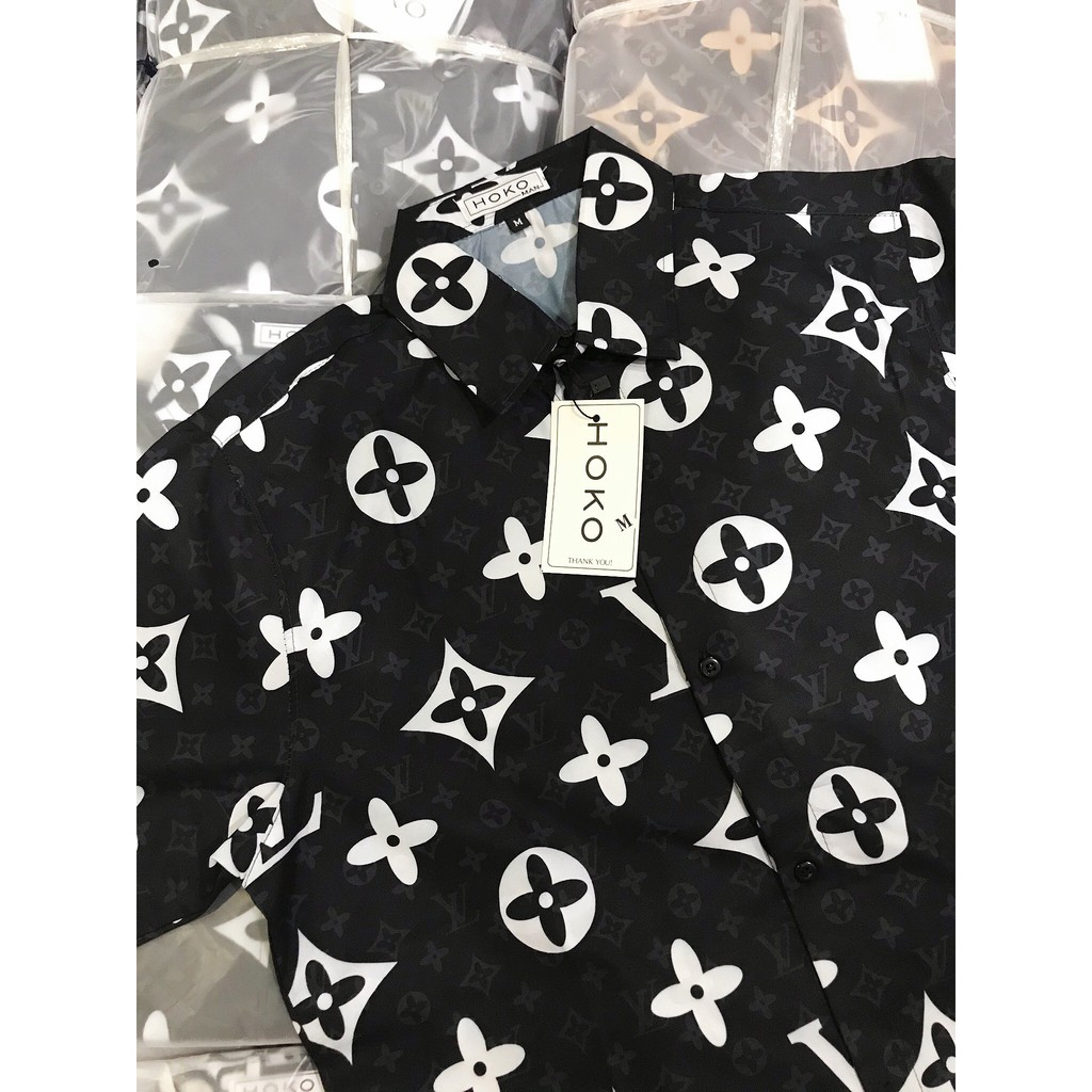 Áo sơ mi nam nữ 3D form rộng tay ngắn chất lụa in họa tiết LV , DIO thoáng mát phong cách thời trang | BigBuy360 - bigbuy360.vn