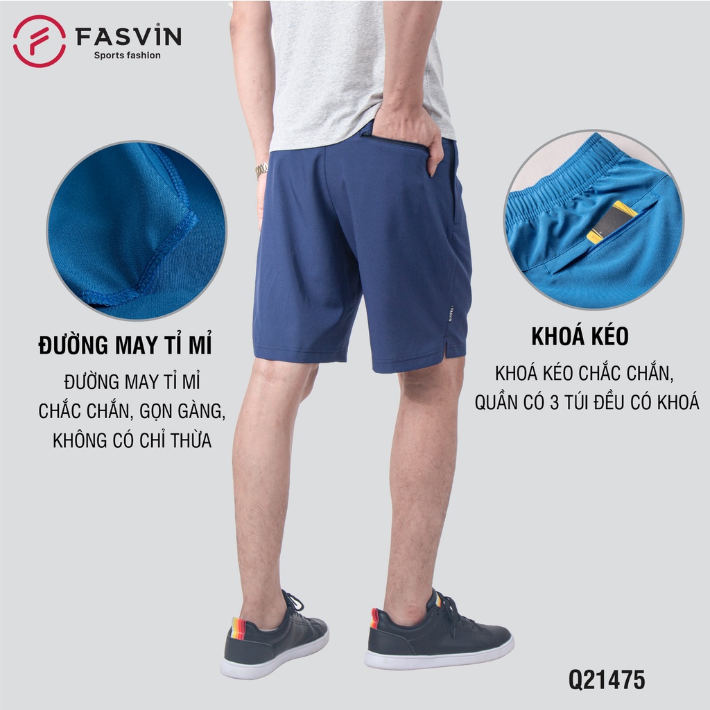 Quần Đùi Nam FASVIN Q21475.SG Vải Dù Gió Co Giãn Nhẹ Mát Tiện Dụng Thể Thao Hay Mặc Nhà