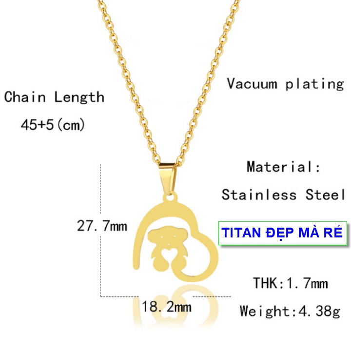 Dây chuyền titan màu vàng nữ hình con vật cute - Hàng titan vàng 18k sáng bóng đẹp - Cam kết 1 đổi 1 nếu đen và gỉ sét