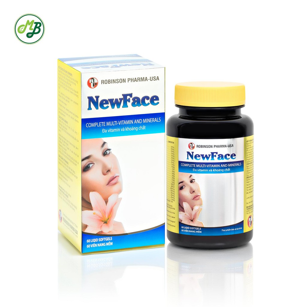 Viên uống bổ sung Sắt ,DHA, Vitamin và Khoáng Chất , Cân bằng nội tiết tố - NEWFACE -  MediBeauty Lọ 60 viên