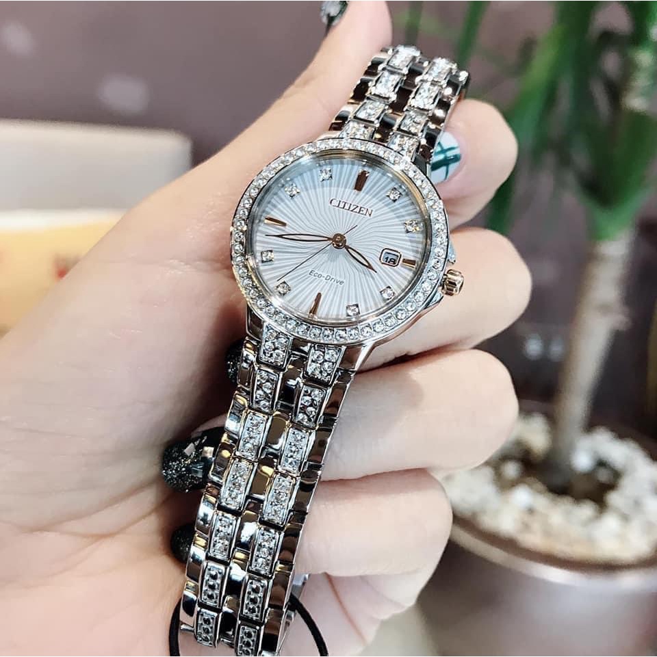 Đồng hồ nữ chính hãng Citizen ECO-DRIVE EW2340-58A - Máy quartz pin - Kính cứng