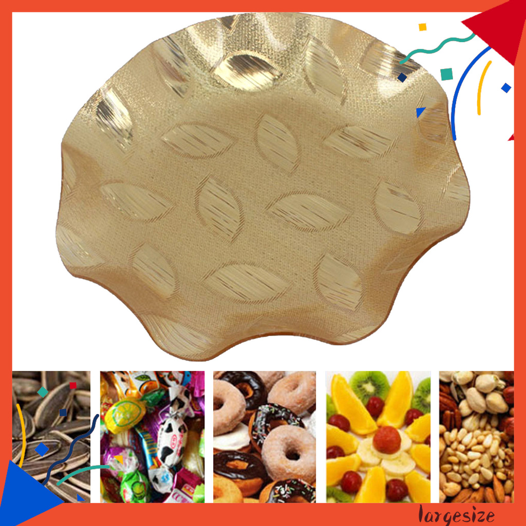 largesize Fruit Tray Leaf Pattern Well-designed Golden Color Jewelry Trinket Dish for Fruit