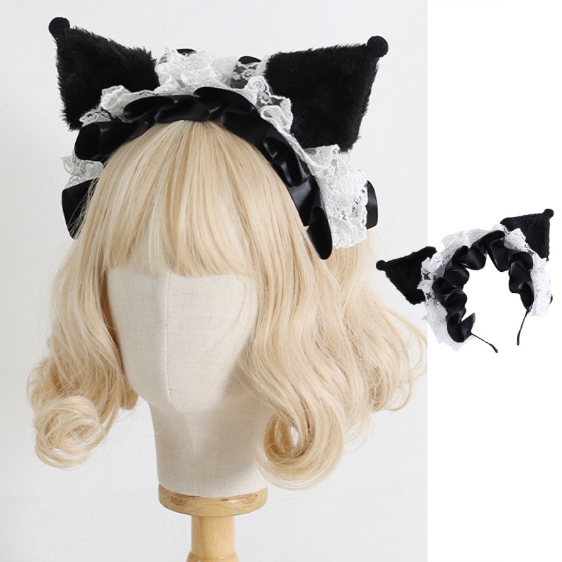 Flgo Băng Đô Cài Tóc Hình Tai Quỷ Phối Lông Phong Cách Ngọt Ngào Phát Sóng Trực Tiếp