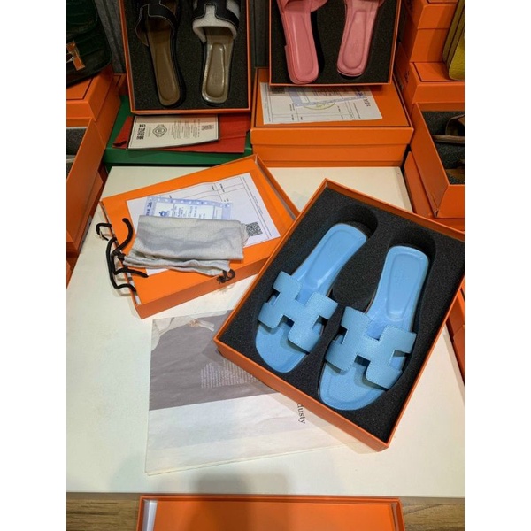 (VIDEO) Dép Nữ Hm Da Sần Chuẩn Loại 1 Fullbox Bill Túi Cao Cấp.