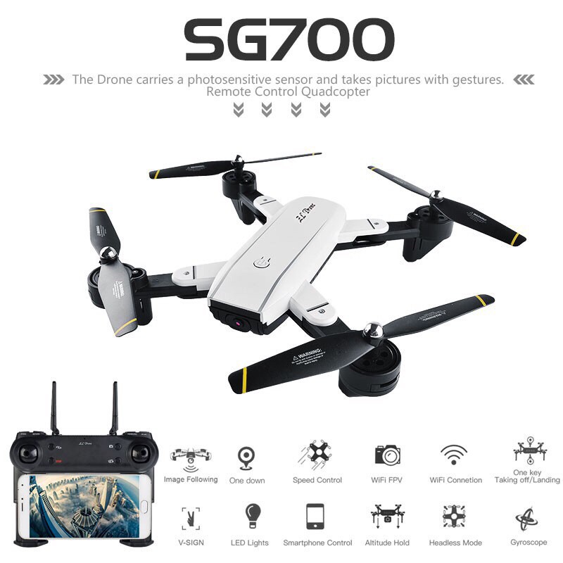 Khuyến mãi Flycam SG 700 Cánh Gập, Camera 2.0Mpa Cảm Biến Di Chuyển Theo Bàn Tay