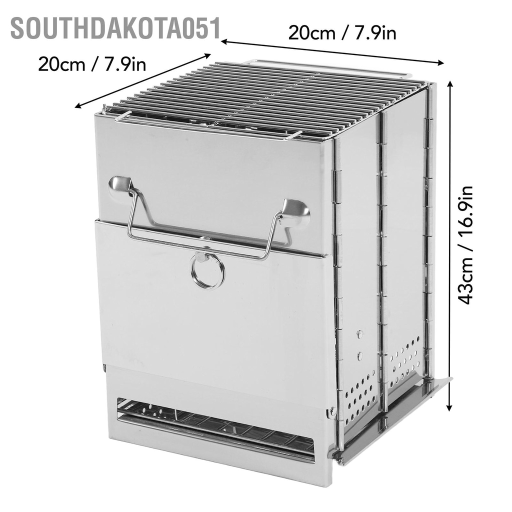 [Hàng HOT] Bếp Nướng Củi Cắm trại BBQ Dã Ngoại ngoài trời Gấp Gọn di động bằng thép không gỉ XL【Southdakota051】