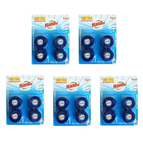 BỘ 5 VỈ 20 VIÊN TẨY XANH DIỆT KHUẨN LÀM THƠM TOILET HANDO