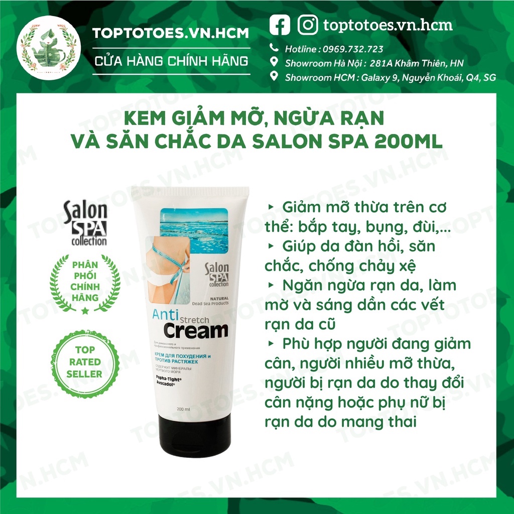 Kem giảm mỡ, giảm rạn da Salon Spa - 200ml [NHẬP KHẨU CHÍNH HÃNG 100%]