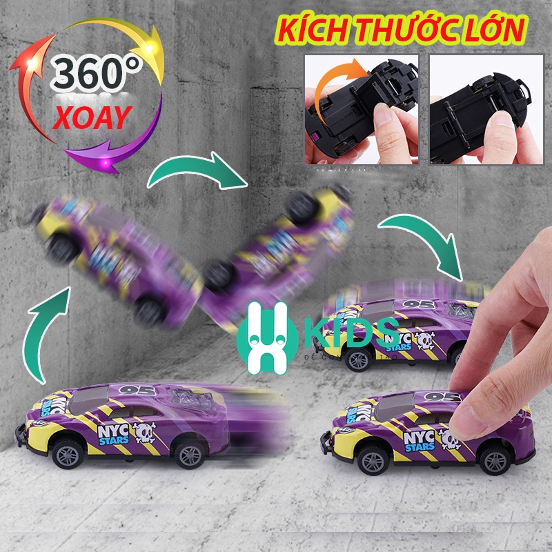 Đồ chơi xe ô tô lật nhảy 360 độ size lớn, chất liệu hợp kim cao cấp cho bé (bản xuất Châu ÂU tiếng Anh)