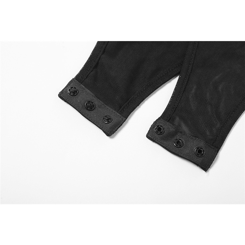 DUNEA Áo liền quần tay dài vải lưới xuyên thấu thời trang gợi cảm cho nữ